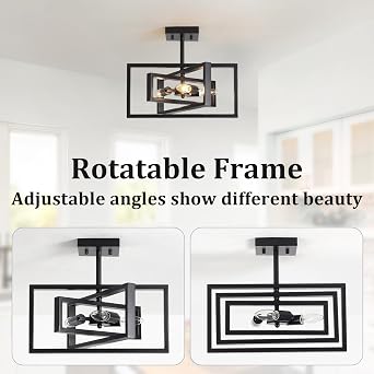 3 Light Black Ceiling Lights Living Room, Industrial Semi Flush Mount | Modern Chandelier Ceiling Lights for Bedroom Dining Room Kitchen Hallway and Lounge, E14, MAX 40W, 220V, Ø40cm
