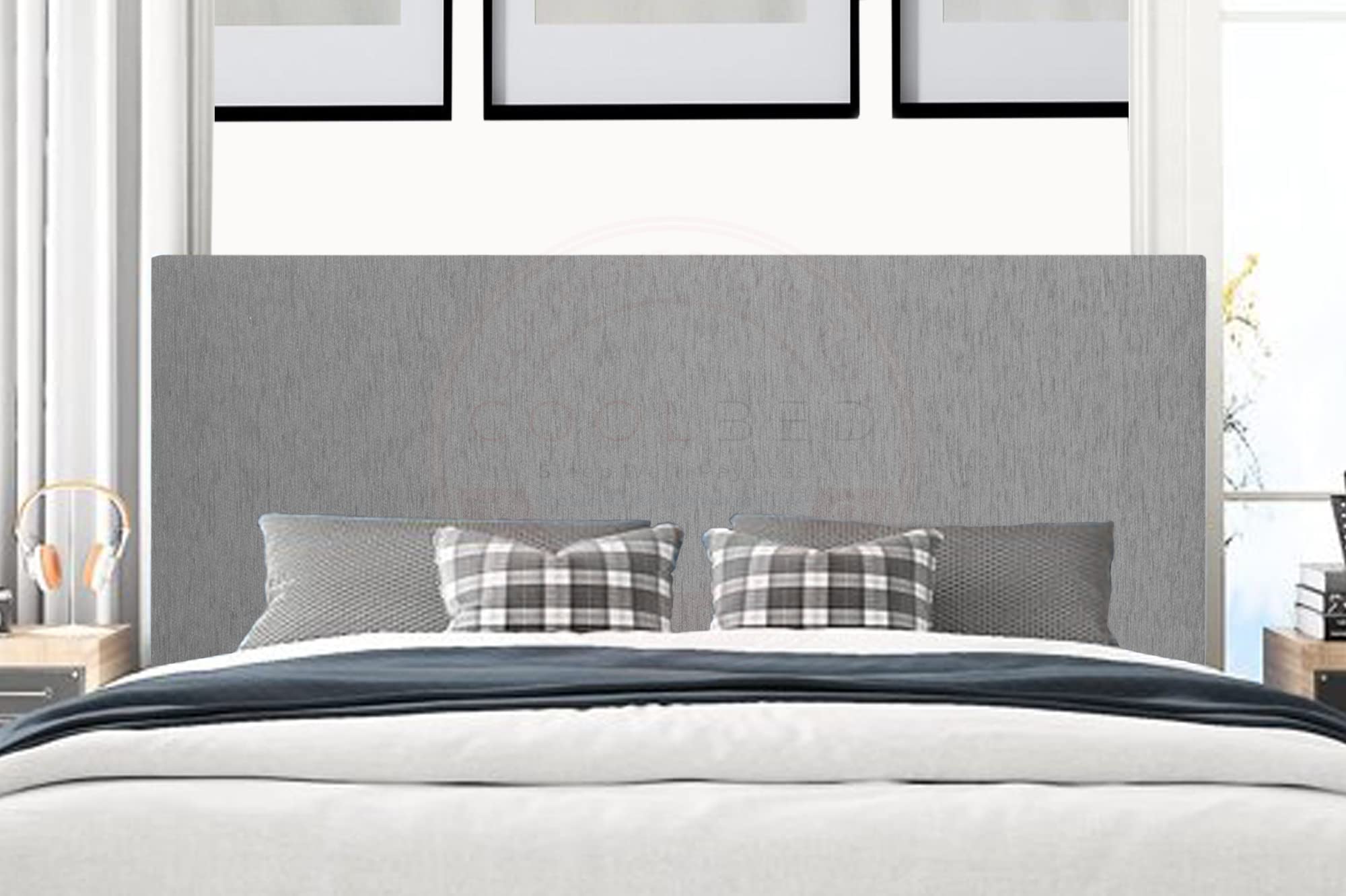 Chenille Fabric Plain Divan Bed Headboards 20” or 24” Height Upholstered Headboard (Double (4'6) - 20" (H), Silver Chenille)