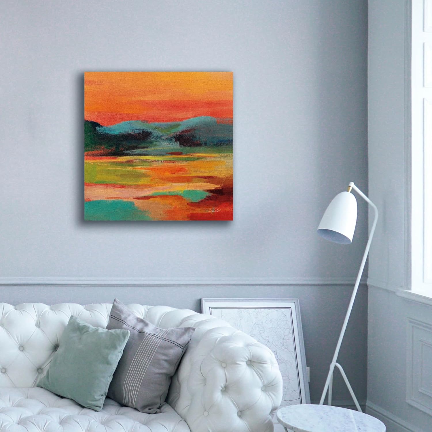 Epic Graffiti 'Flower Hill Sunset 1' by Silvia Vassileva Canvas Wall Art, 37" x 37"