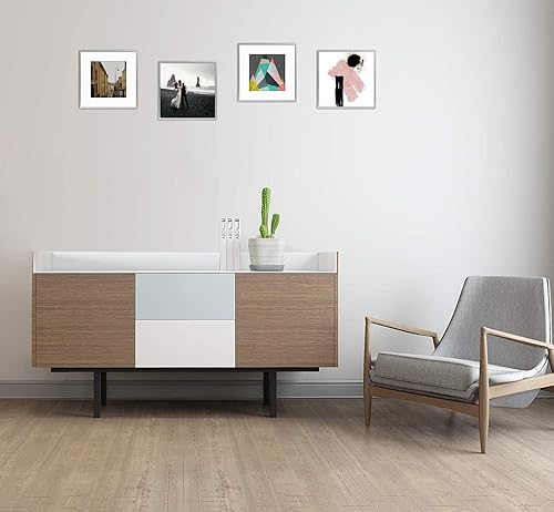 Miniatura 3 de Golden State Art, Marco de aluminio de 12 x 12 pulgadas para exhibición de fotos de 8 x 8 pulgadas, colección de marcos de fotos cuadrados de