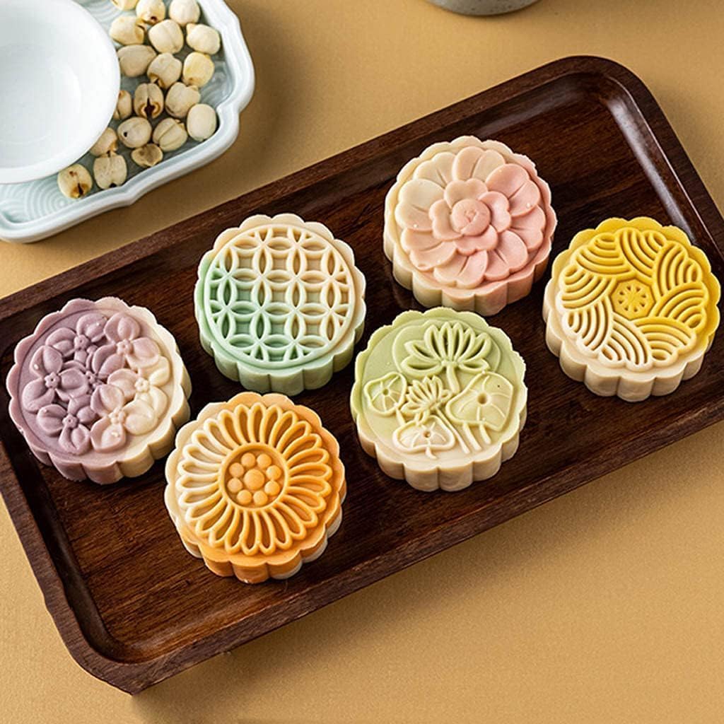 HOMETIC Fondant Decorative Moon Cake Cookie Pressers Mold 6-Pcs Punch Set Hand Make Baking Accessories Fondant Punch Thickness Mold Moon Cake Cutter Pastry (1-Pcs) 4
