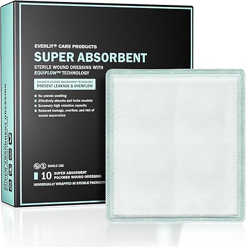 Miniatura 7 de EquiFlow - Apósito superabsorbente para heridas con exudación intensa, apósito de polímero no adhesivo de absorción rápida con almohadilla de gasa