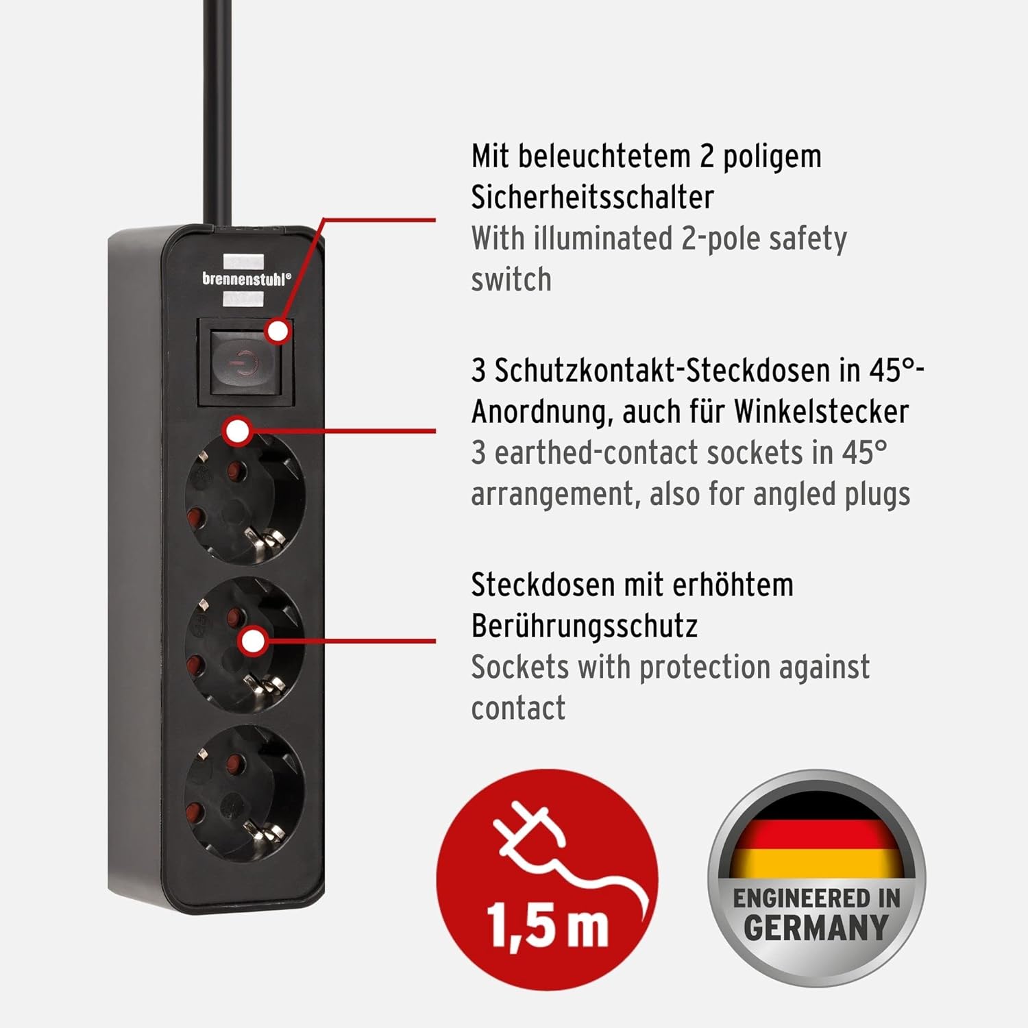 Brennenstuhl Brenn Ecolor Steckdosenleiste 3-fach bk