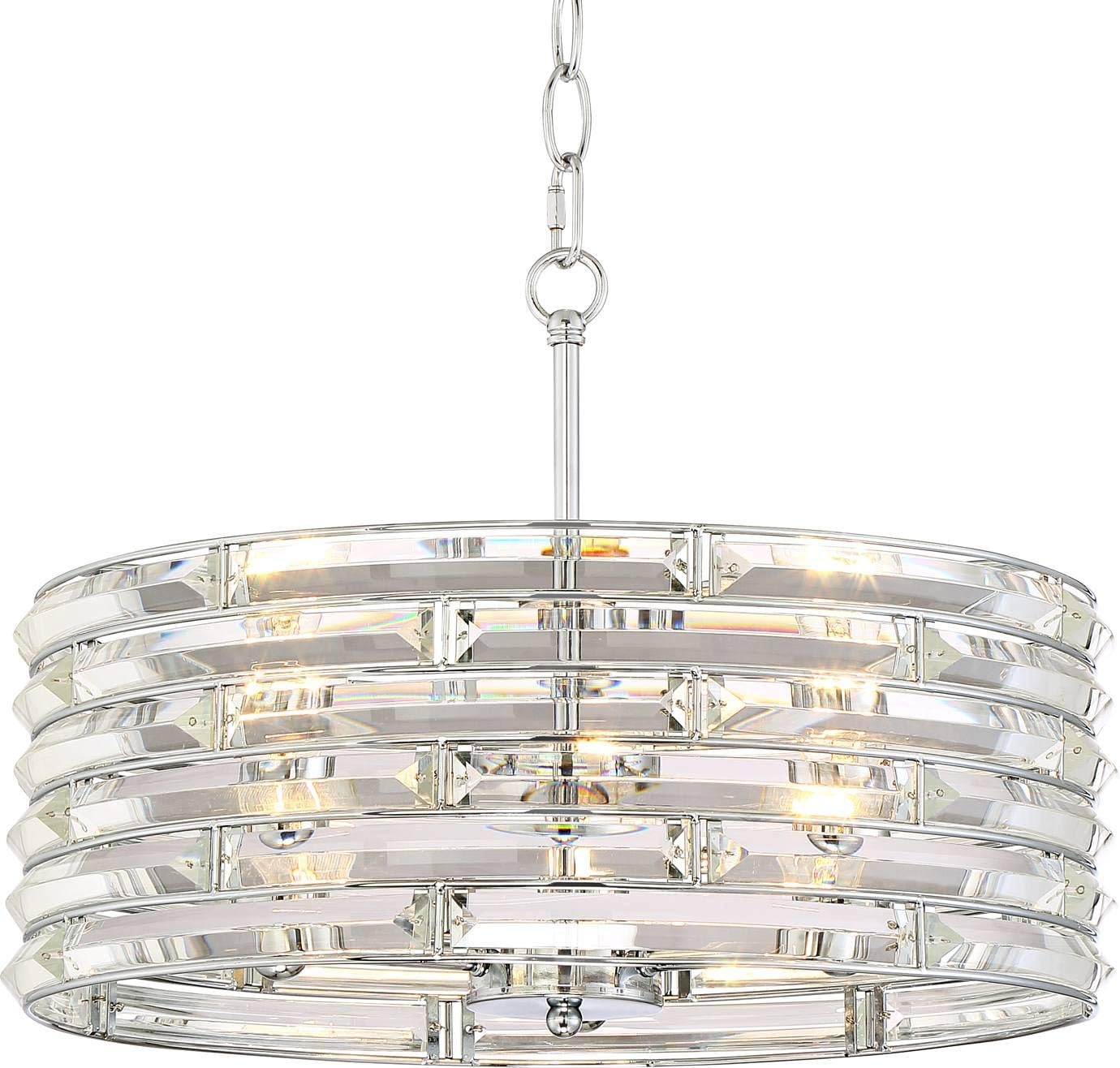 TOP оƒƒERS Ebbets Chrome Silver Small Pendant Chandelier 18 1/4 Wide Modern Round Clear Crystal Drum Shade 3-Light Fixture for Dining Room House Entryway Bedroom Kitchen Island Hallway - Possini Euro Design