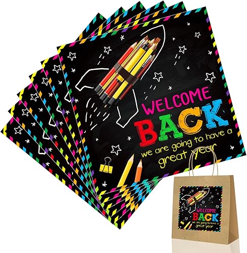 D24TIME 36 calcomanías de bienvenida de regreso a la escuela de 4 pulgadas, calcomanías espaciales para el primer día de escuela, etiquetas de