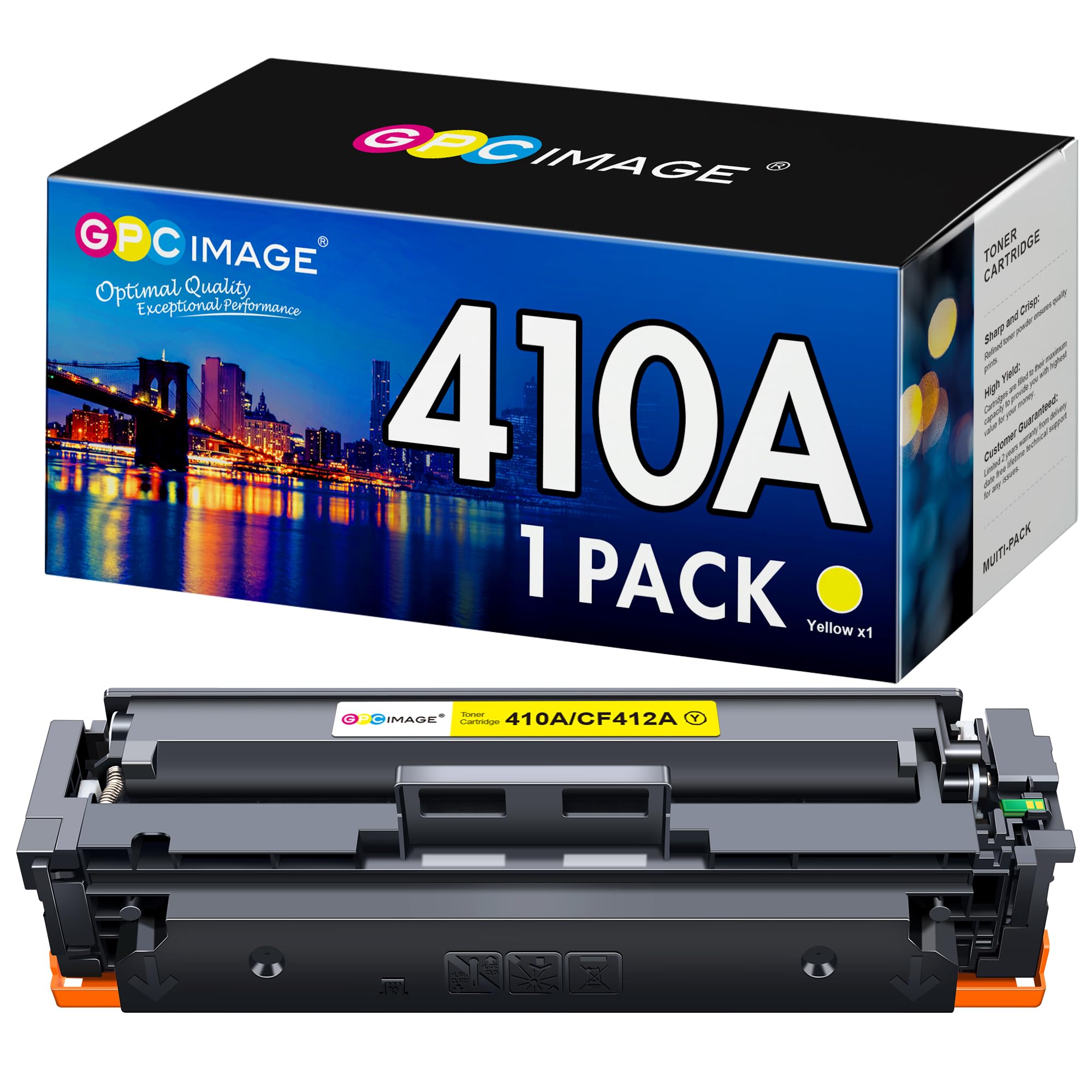 GPC Image Compatible Toner Cartridge Replacement for HP 410A CF412A Compatible with Laserjet Pro MFP M477fdw M477fdn M477fnw Pro M452dn M452nw M452dw Printer Toner (1 Yellow)