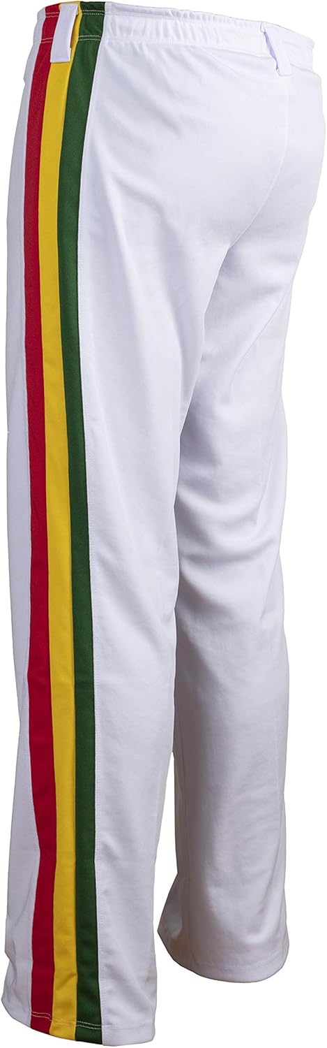 JL Sport Authentic Brazilian Capoeira Martial Arts Pants - Unisex (White with Stripes)