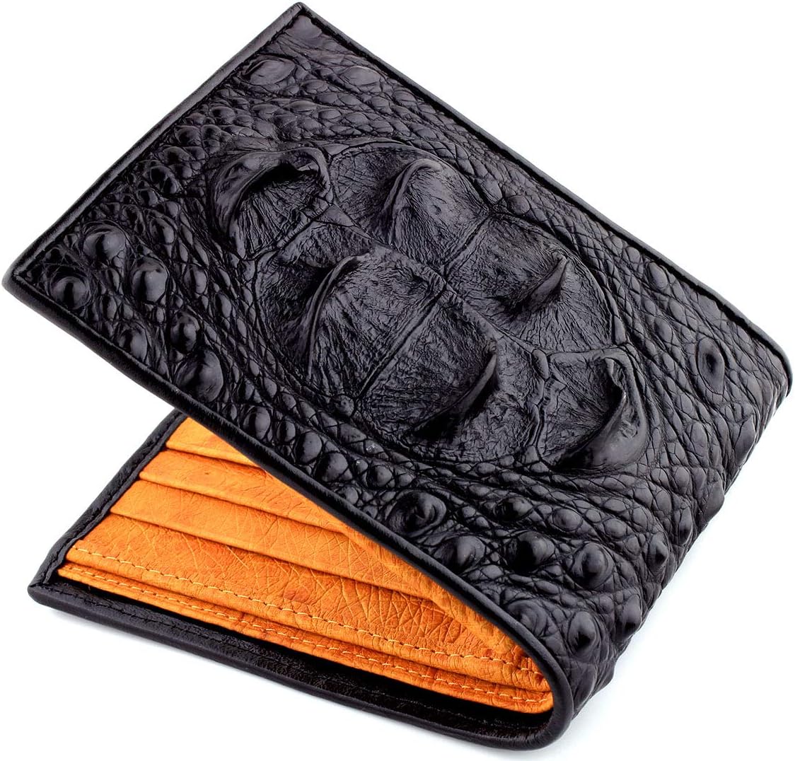 Mens Alligator Leather Wallet → Genuine Alligator Leather → Ostrich Skin Interior