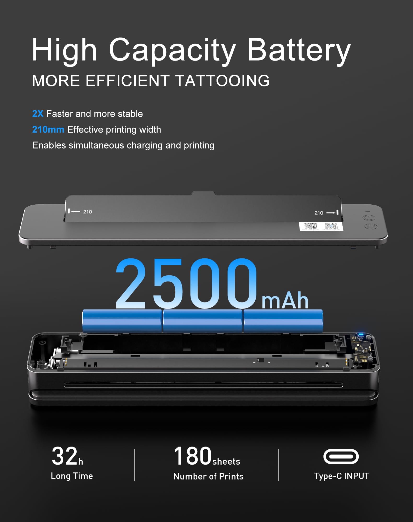 RHEIN Bluetooth Drucker Tragbar 2500mAh Akku Maschine Professionell Transfer Printer mit 10PCS A4 Transferpapier Kompatibel zu Android und iOS T106Z-EU