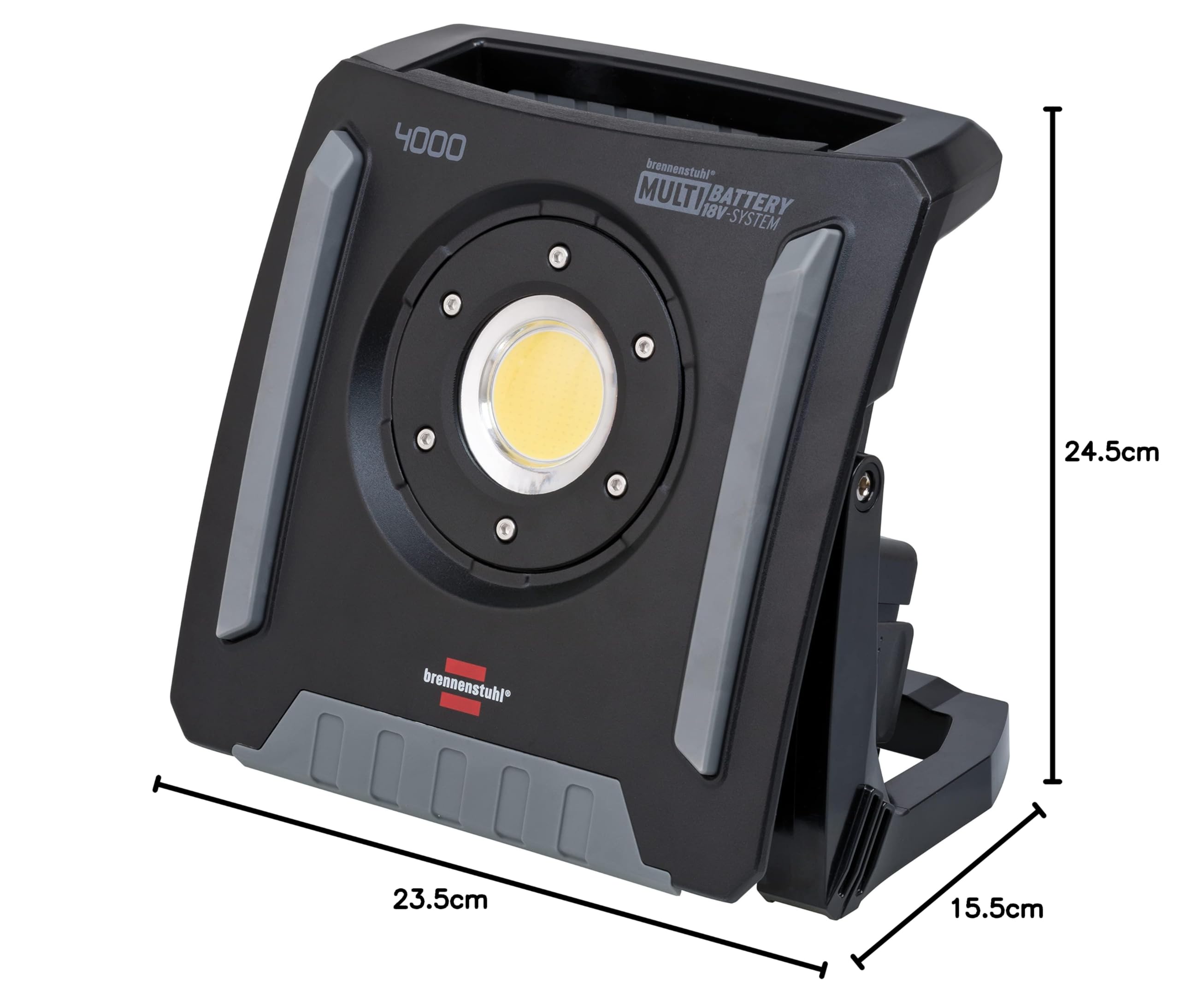 Brennenstuhl Professional Multi Battery LED Akku Baustrahler 4000 MA (40W, 4500lm, IP65, Arbeitsleuchte kompatibel mit 18V Akkus 10 verschiedener Hersteller, ohne Akku, Engineered in Germany)