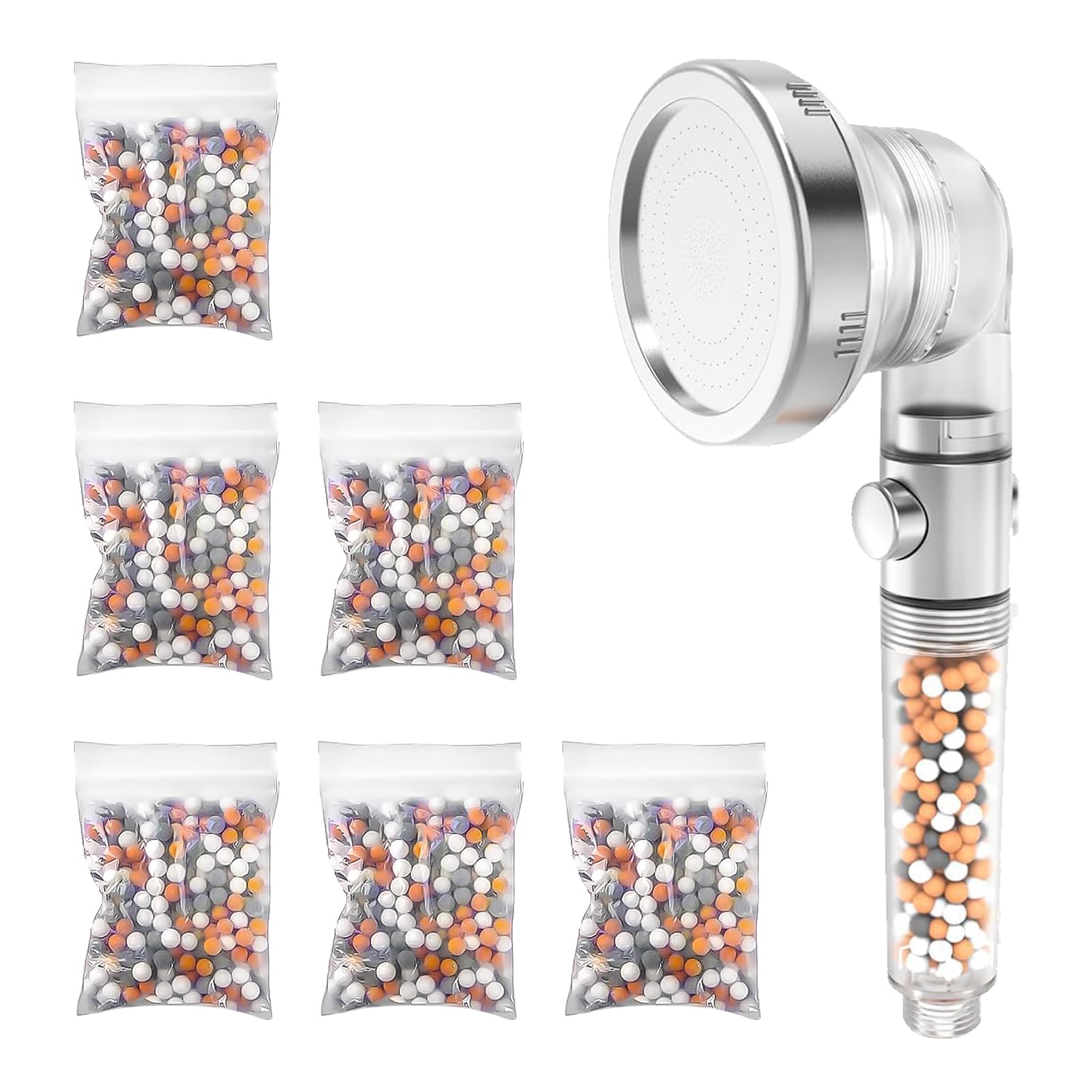 6 Pack Shower Head Beads, Mineral Balls for Shower Head, Shower Beads Refill, Tourmaline Bio-Active Stone Replacement Beads, Negative Ion pH Balance Shower Filter Beads for Showerhead Filters