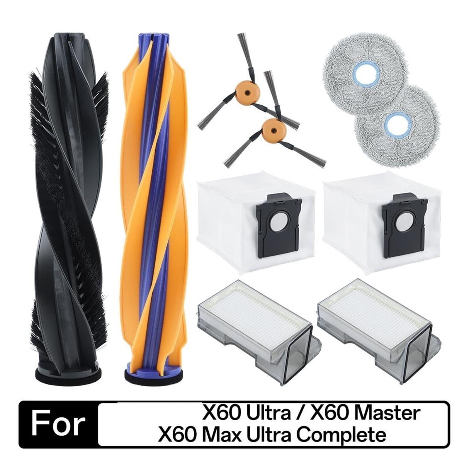 Bolsas de polvo de tela de mopa con filtro de Cepillo Lateral de cepillo principal, compatibles con piezas de aspiradora Dreame, X60 Max Ultra Complete/ X60 Ultra/Master(18pcs)