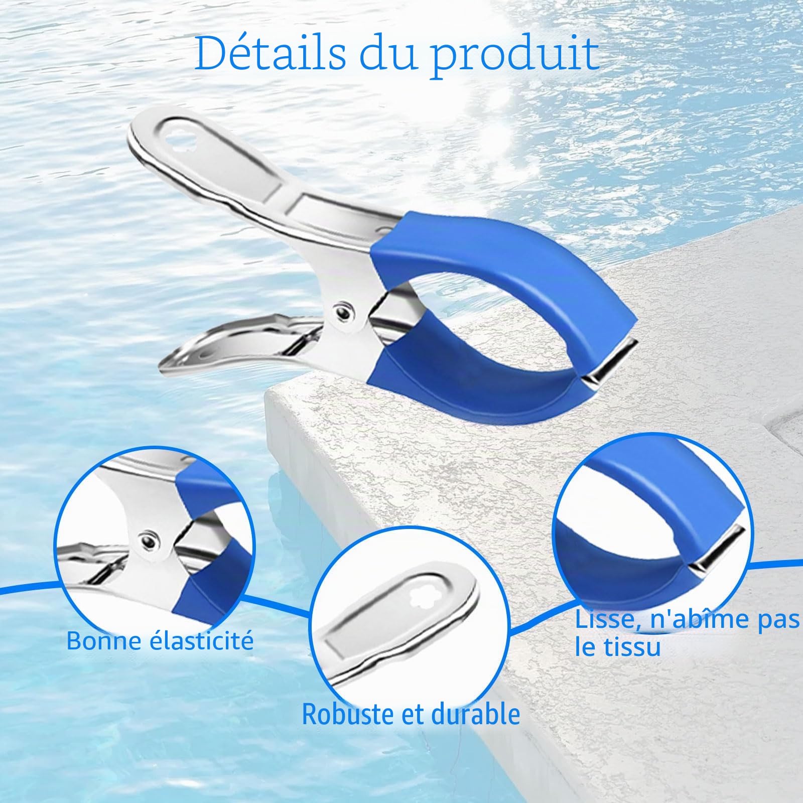 12 Pièces Métalliques pour Pince Serre Joint, Pince Bache Piscine de Fixation avec Feuille de Protection, Pinces pour Piscines Hors Sol, Pinces à Forte Tension pour Bâche de Couverture
