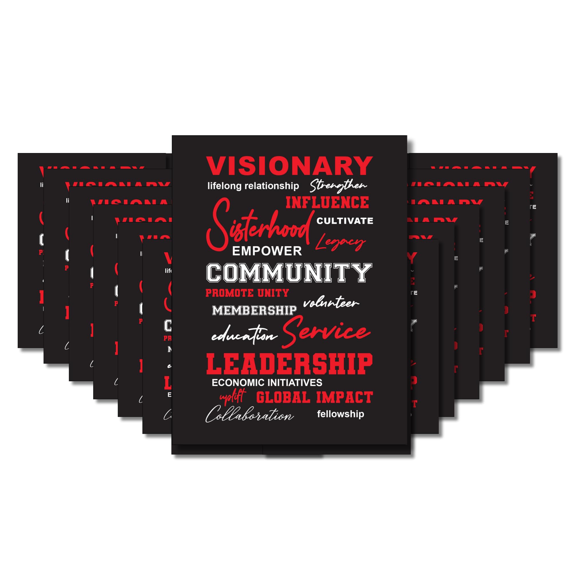 RW_ 20 PC Sorority-Inspired Empowerment Cards - Red &amp; White Blank Inside with White Envelopes