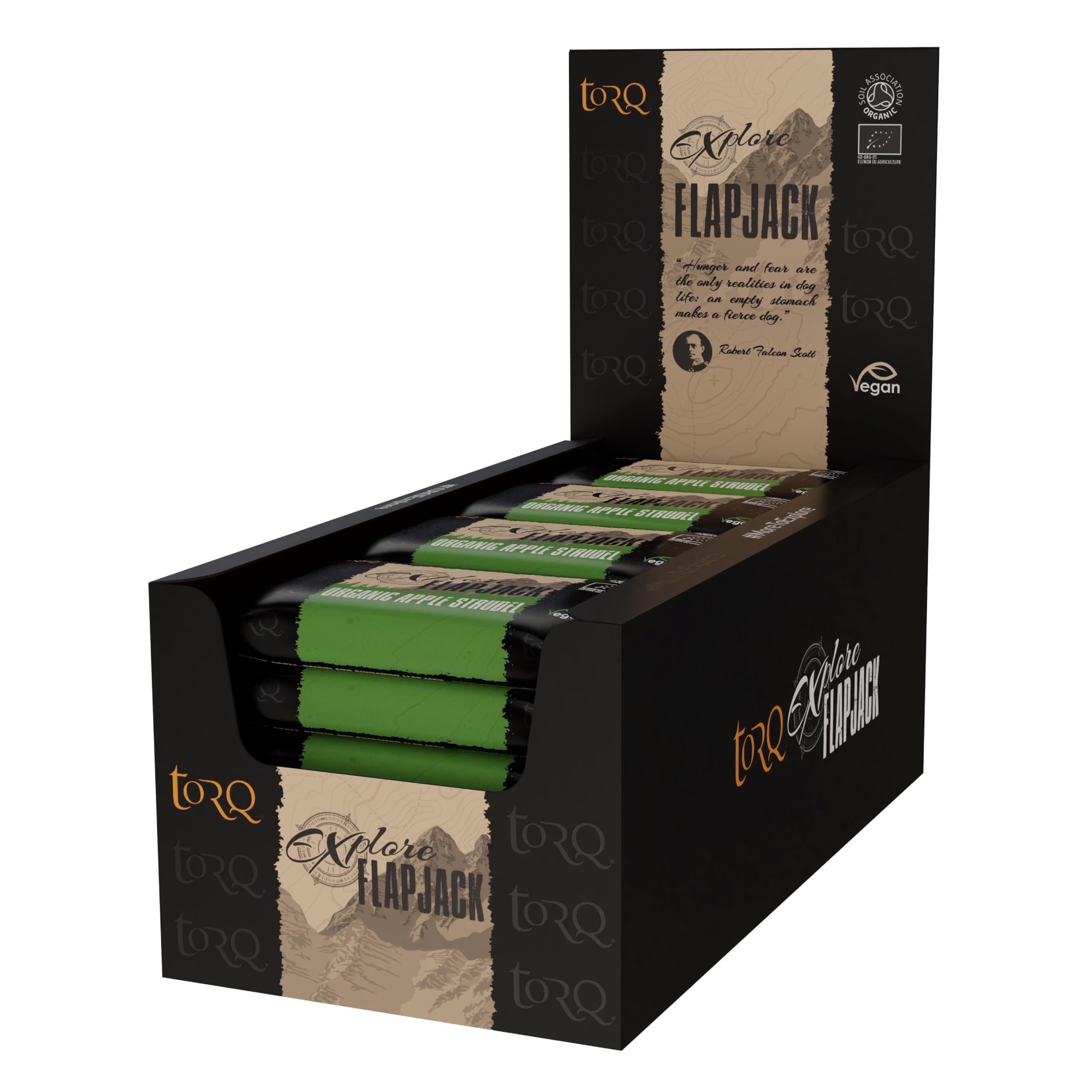 Torq Explore Flapjack Strudel di Mele a base vegetale - Snack nutrizionali vegani per corsa, ciclismo, sport - Barrette energetiche Flapjacks di resistenza - Confezione da 20