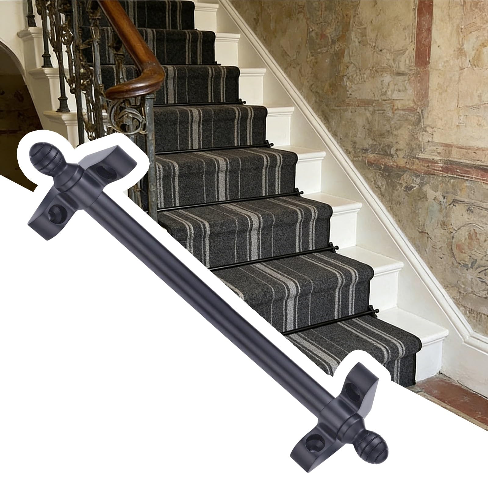 Tiges pour tapis d'escalier en métal - Lot de 3 barres antidérapantes de 86 cm