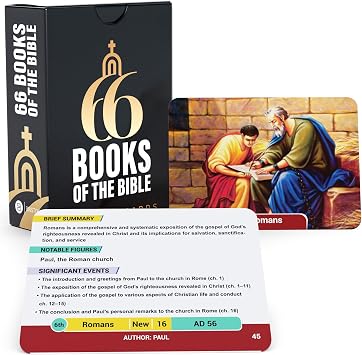 Briston 66 Books of the Bible Flashcards Christian Learning Cards for Kids & Adults, Study Tool for Sunday School & Bible Study, Old & New Testament Overview Cards, Scripture Education Set