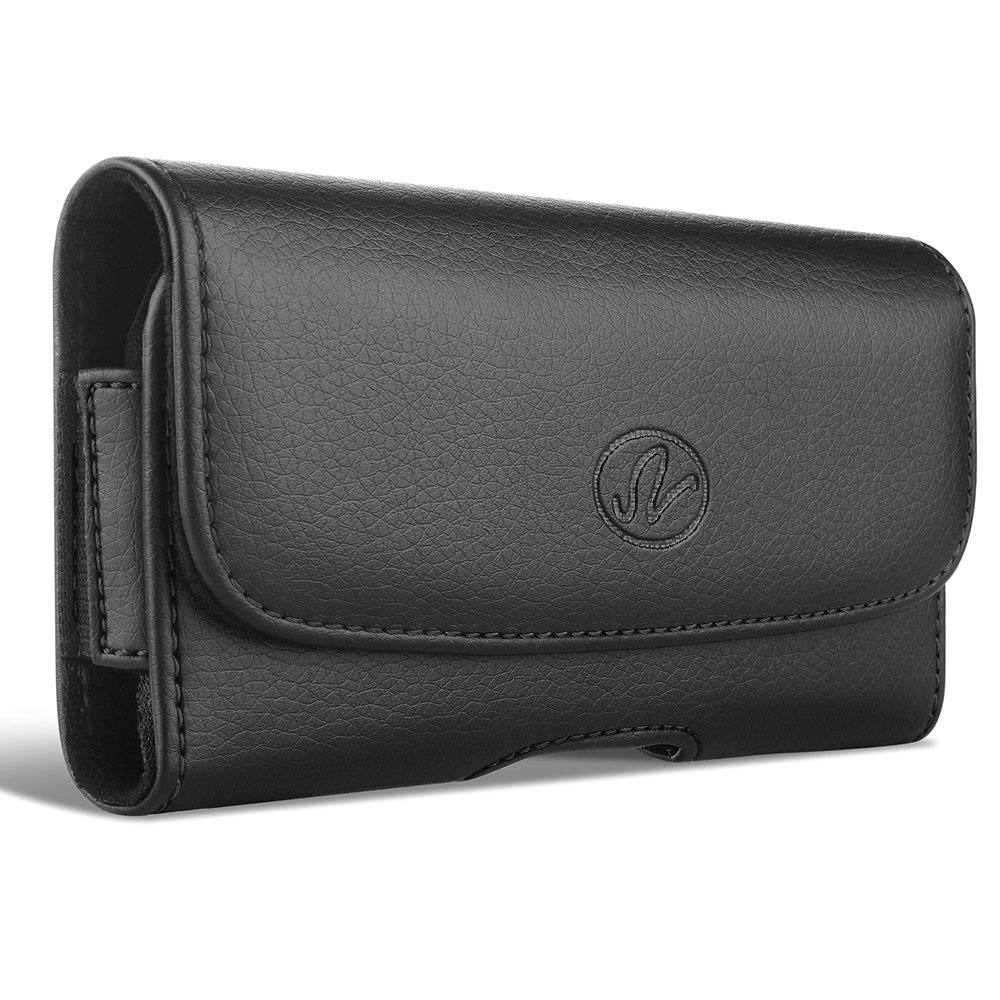 Horizontal Premium Leather Pouch Case Holster for Icemobile Mash Devices - Belt Clip and Loops - (4.40x2.50x0.60 inch)