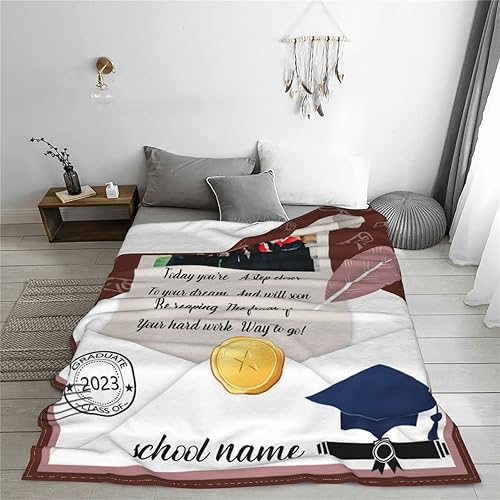 Miniatura 8 de Manta de graduación personalizada 2023 con texto personalizado clase de 2023 mantas brillantes de graduación personalizadas para cama de viaje,