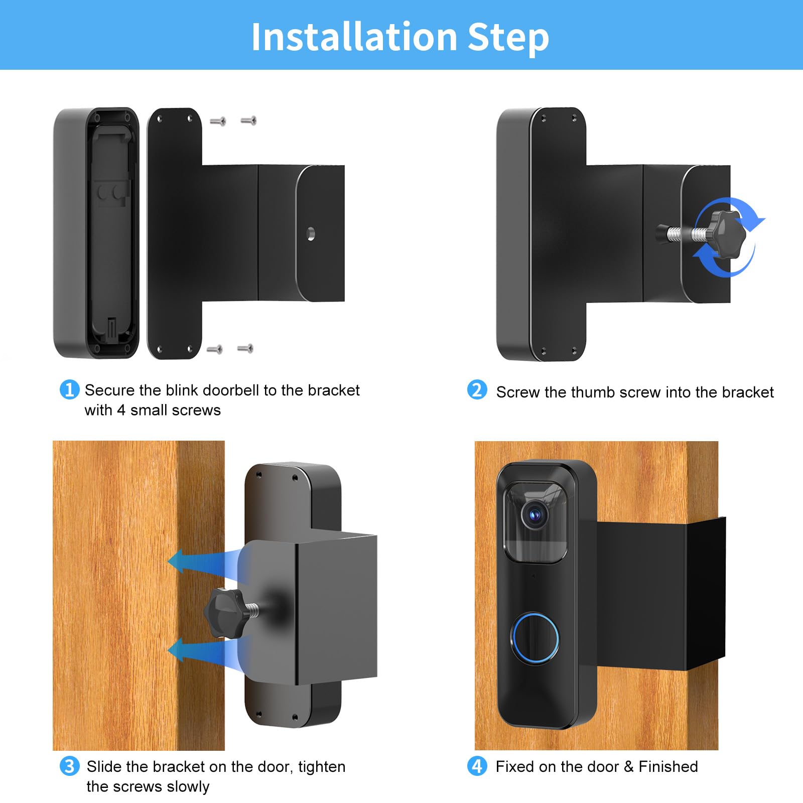 No-drill Doorbell Bracket Anti-Theft Blink Doorbell Door Mount,No-Drill Mounting Bracket For Blink Video D Rental-friendly Doorbell Accessory - View #7