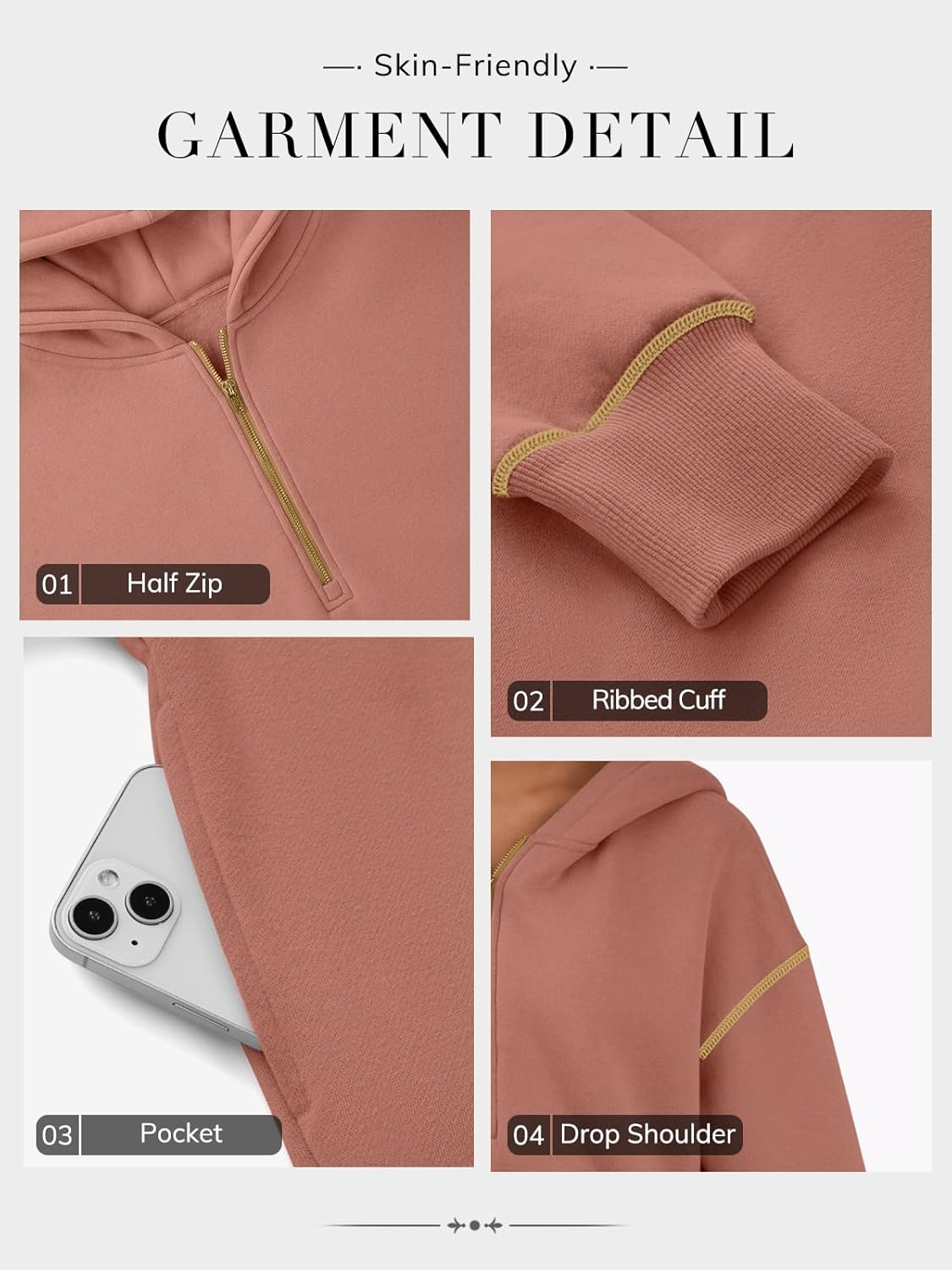 ATHMILE Womens Fall Hoodies Half Zip Sweatshirts Long Sleeve Cropped Hooded Pullover Winter Fashion Clothes 2025 - Image 4