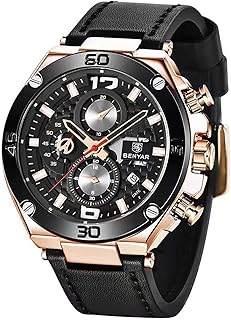 BENYAR Mens Watches Chronograph Date Waterproof Sports Watches Leather Strap Business Wrist Watches