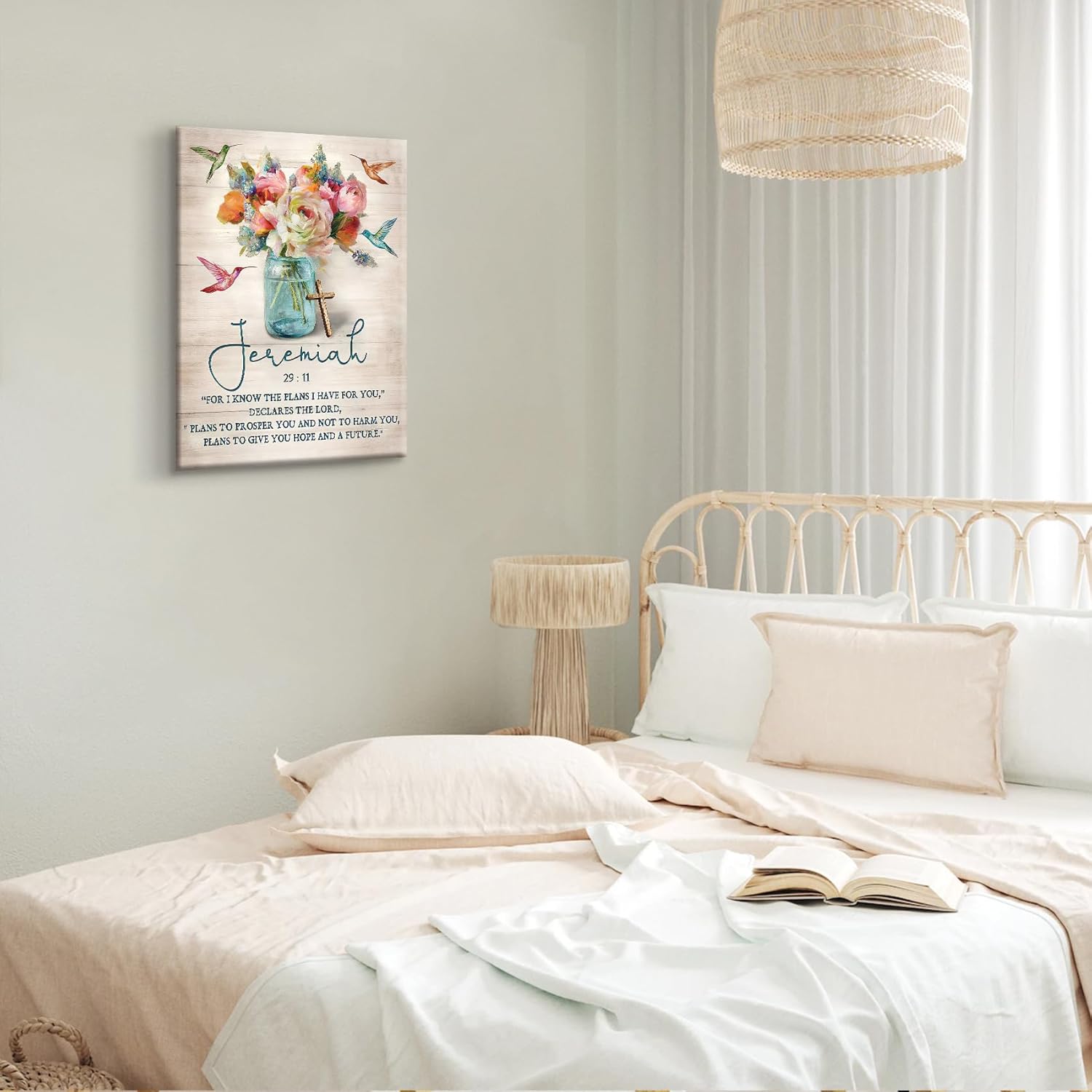 DCMVJHZV Scripture Canvas Wall Art Christian Wall Decor Jeremiah Bible Verse Painting Print Colour Religious Farmhouse Hummingbird Picture Church Living Room Biblical Art Ready to Hang(16"x24")