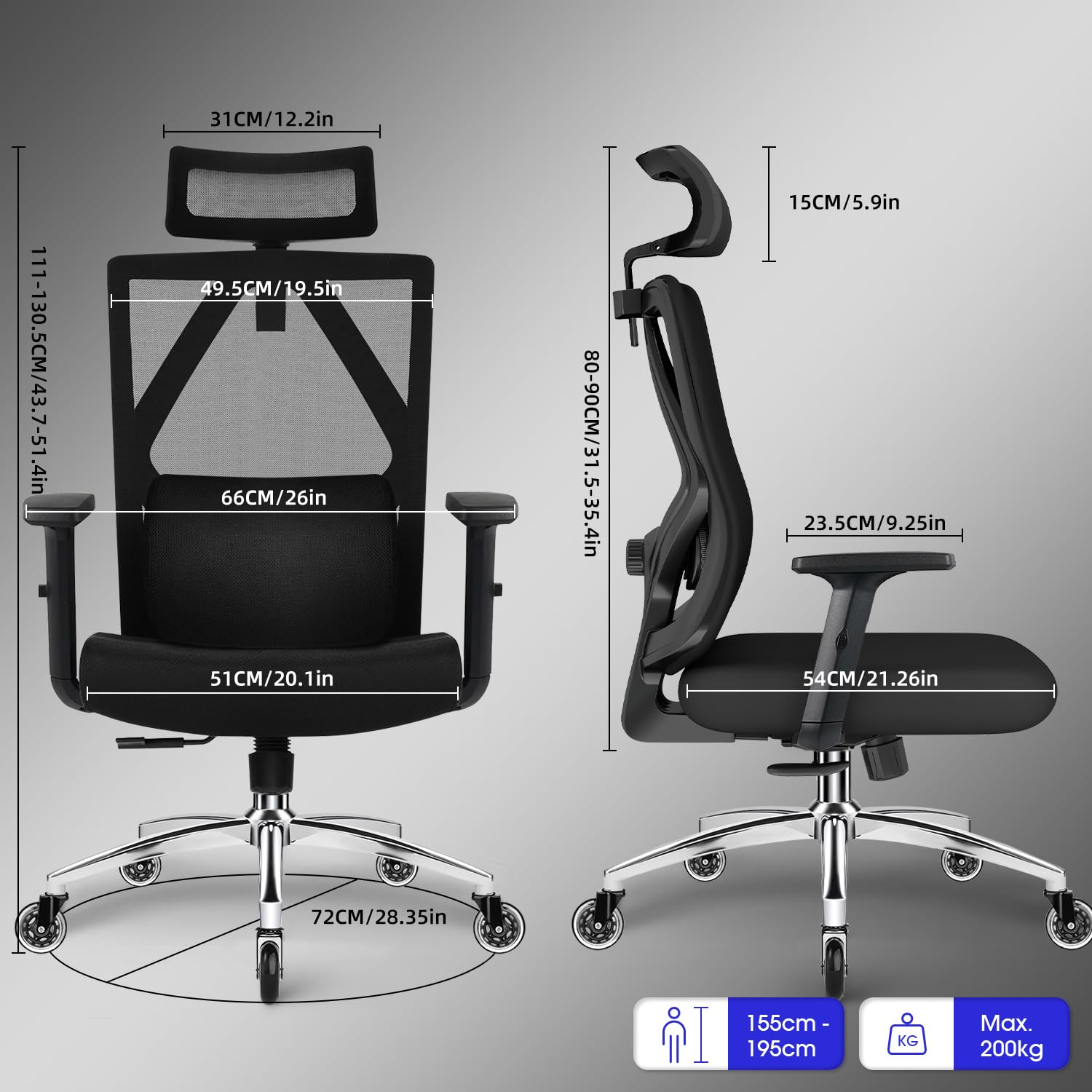Chaise De Bureau Ergonomique Avec Dossier Adaptable, Fauteuil D