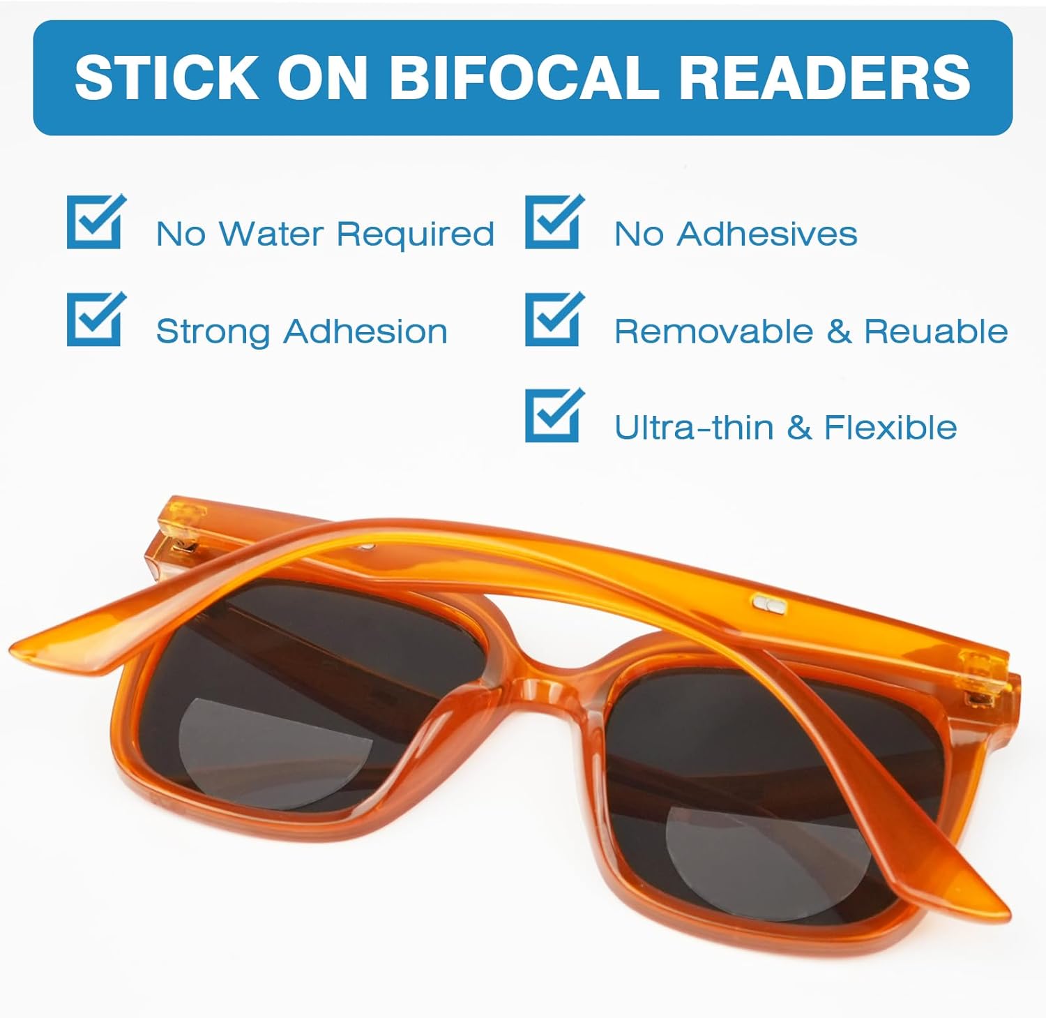1 Pack Stick on Bifocal Lenses for Sunglasses Magnified Readers Convert Eyewear into Reading Glasses Reusable, +200 - Image 3