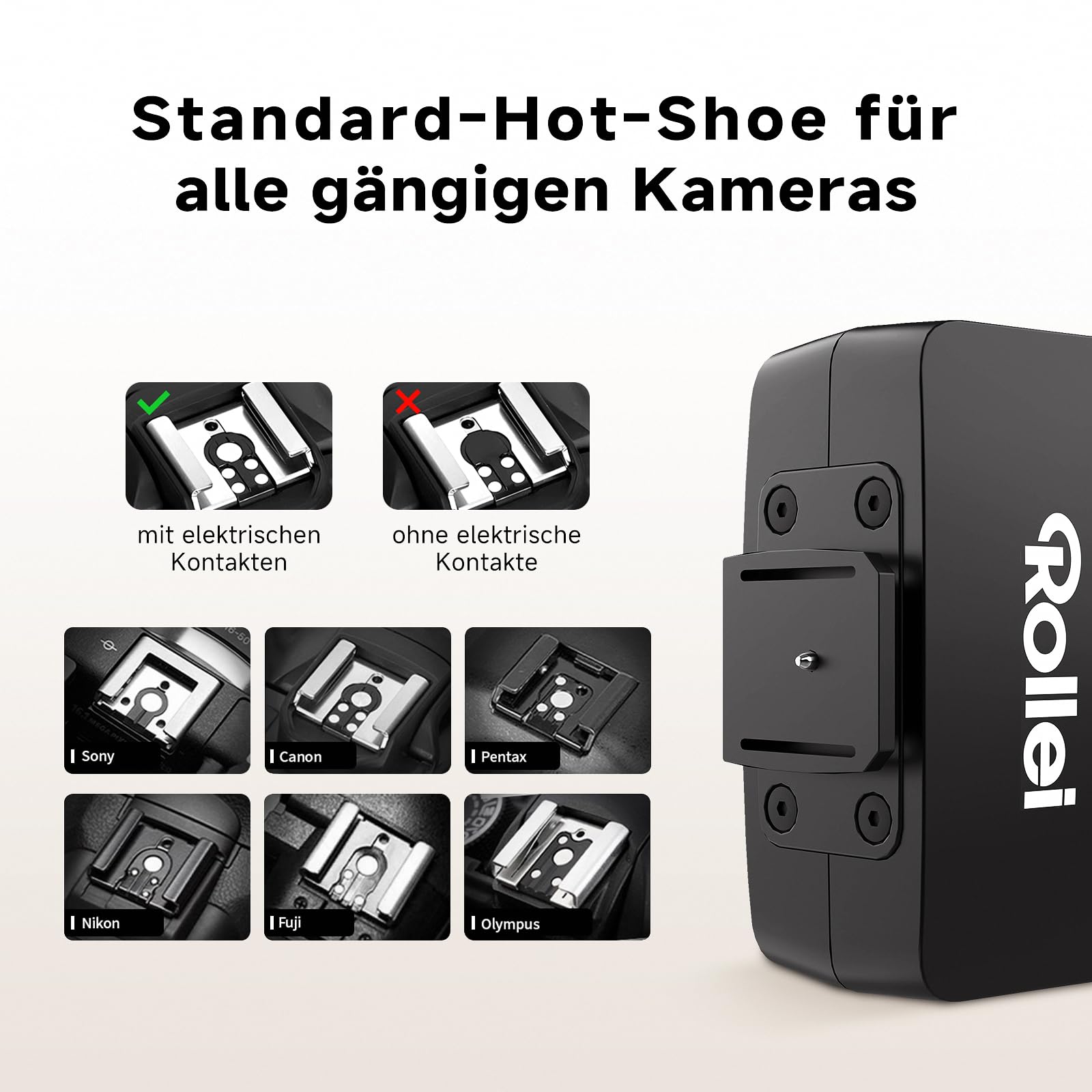 Rollei Flashy ONE Mini Kamera Blitz GN 16 mit LCD Display Recycle Zeit 0.01~2.5 s, Camera Flash Universal Kompatibel für Canon Nikon Sony Fujifilm Lumix Olympus, Mini-Blitz-Kamera-Flash-Aufsteckblitz