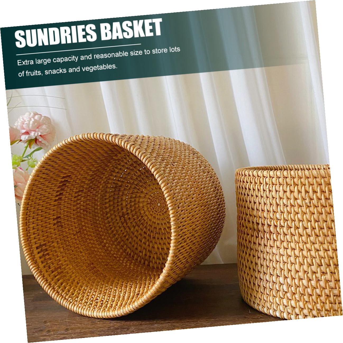 SHINEOFI Cestino in Rattan a Forma Rotonda Stile Pastorale Piccolo Portaoggetti Versatile per Casa e Scrivania Design Naturale e Decorativo per Organizzare Accessori e Rifiuti