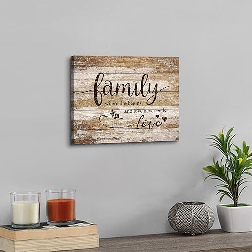 Miniatura 4 de Arte de pared rústico de granja, letreros familiares marrones, decoración de pared para cocina, comedor, palabras inspiradoras, impresiones en