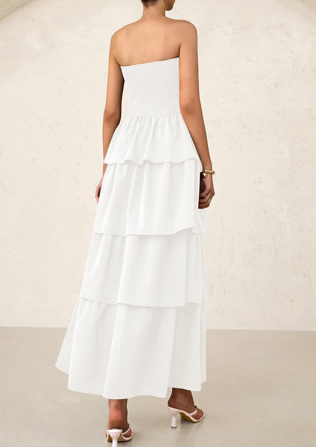 PRETTYGARDEN Maxi Dresses for Women 2025 Summer Off Shoulder Smocked Tiered Ruffle Long Flowy Wedding Guest Dress - Image 2