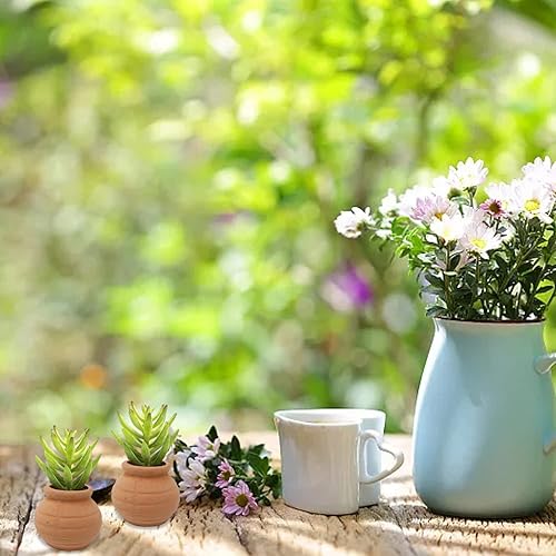 Miniatura 6 de Honbay 6 macetas de arcilla en miniatura para plantas de jardín de hadas y decoración de escritorio
