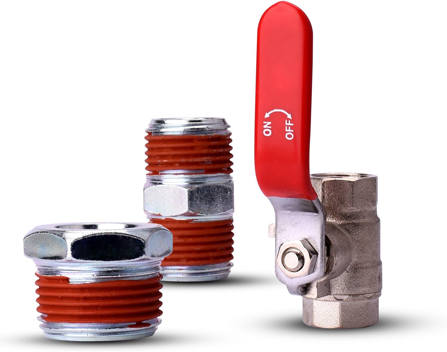 WYNNsky 3/8" Air Compressor Shut-Off Kit - 3 Piece Kit Include a Steel Adapter, 3/8" Pipe Nipple, And 3/8" Ball Valve Switch