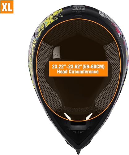 Miniatura 3 de Casco de motocross, casco de cara completa para motocicleta todoterreno con guantes y gafas unisex para adultos, aprobado por DOT  FMVSS 218, XL