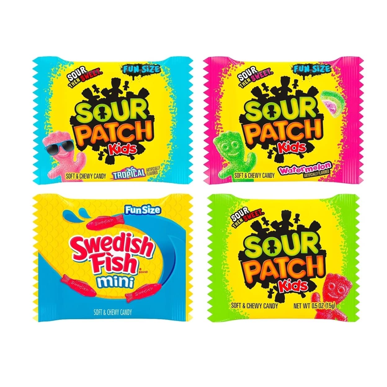 Sour Patch Kids and Swedish Fish Mini caramelos variados suaves y masticables (200 unidades)