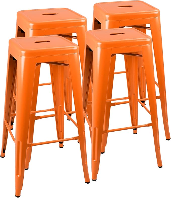 JUMMICO 30 Inches Metal Bar Stools Industrial Barstools