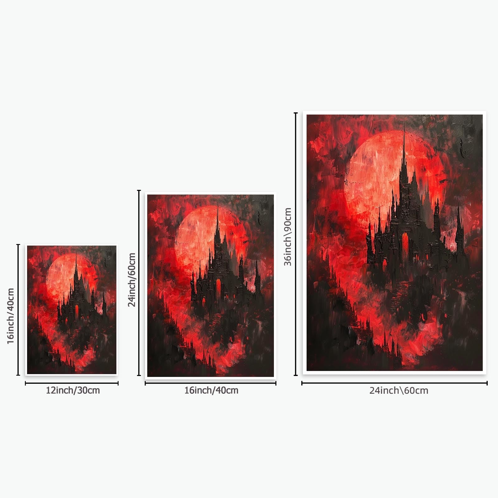YFCLDPH Póster vintage gótico de castillo de vampiro, luna de sangre, pintura artística de academia oscura, decoración del hogar, regalo de habitación estética, lienzo familiar, decoración de pared