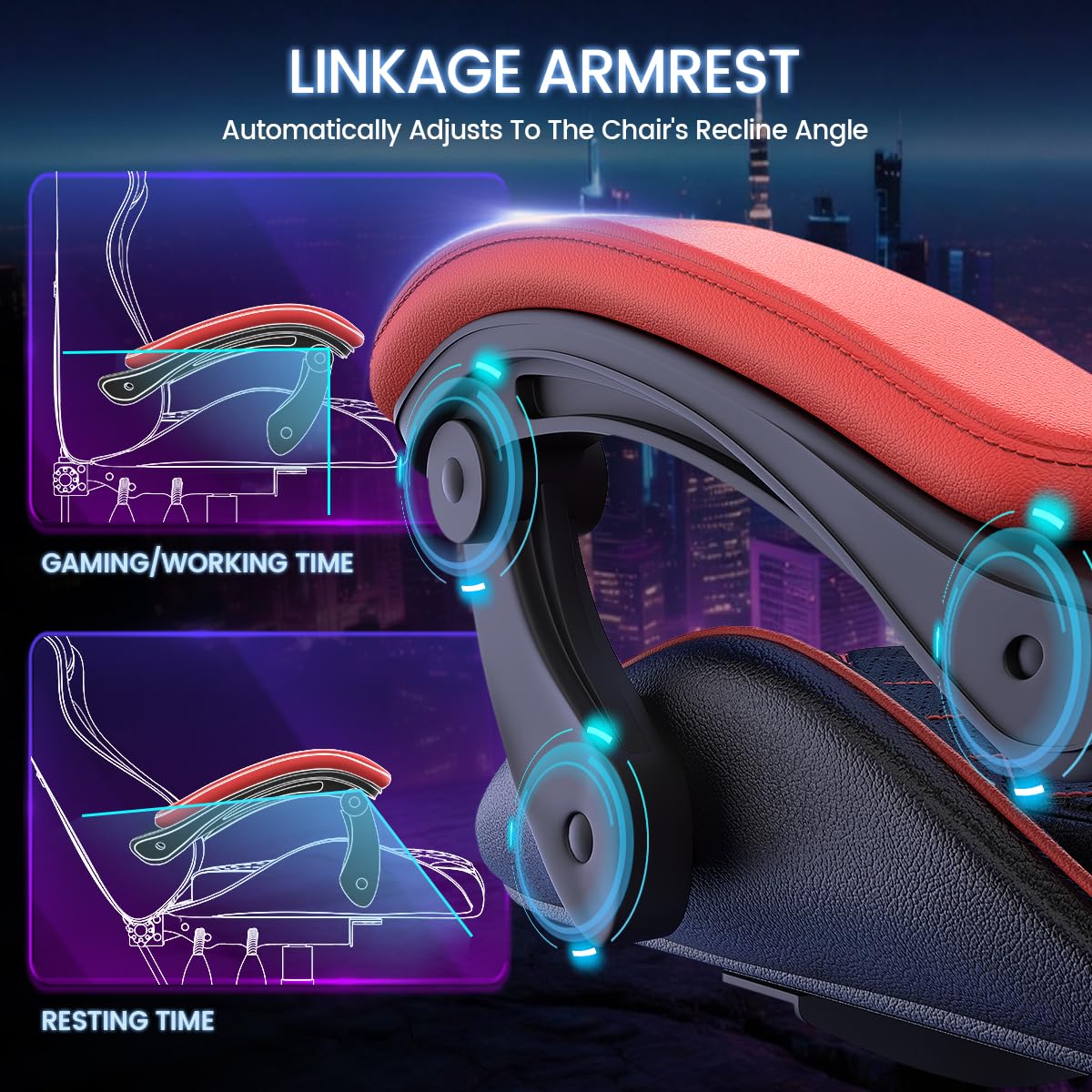 bigzzia Sedie Gaming, Sedie Gaming Ergonomiche con Cuscino Ventilato, Regolazione Angolo 90°-135°, Sedia da Gaming Schienale Alto con Supporto Testa, Ideale per Gaming, Studio e Ufficio (Rosso)