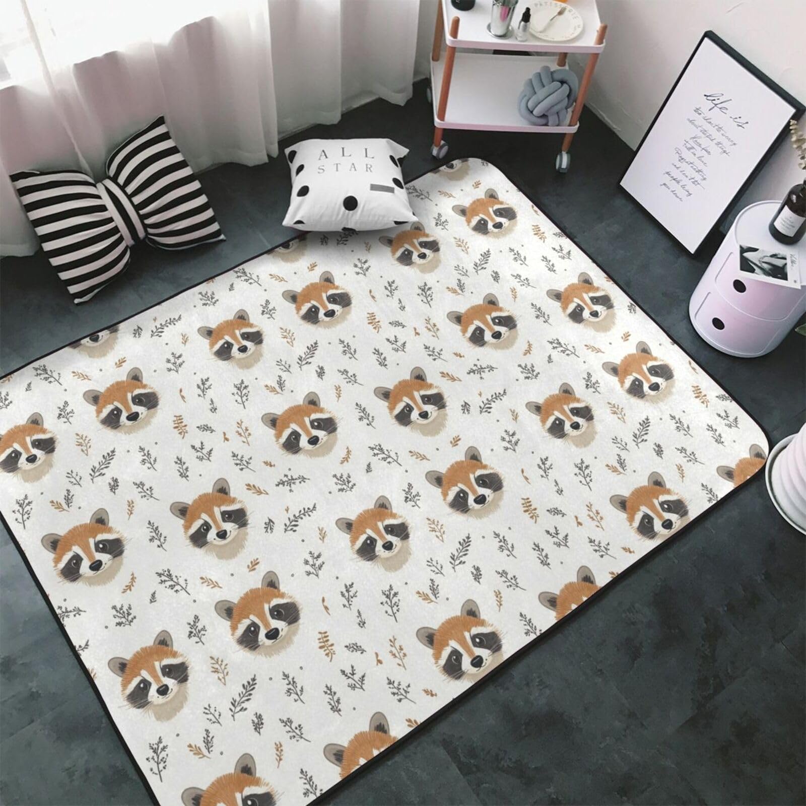 Tapis de salon lavable et antidérapant imprimé fleuri chic 150x100 cm