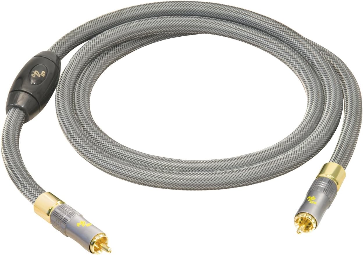All4u BIG AC High End Audio Cable (RCA to RCA, Full Metal Plug) 0.75m Silver-Grey
