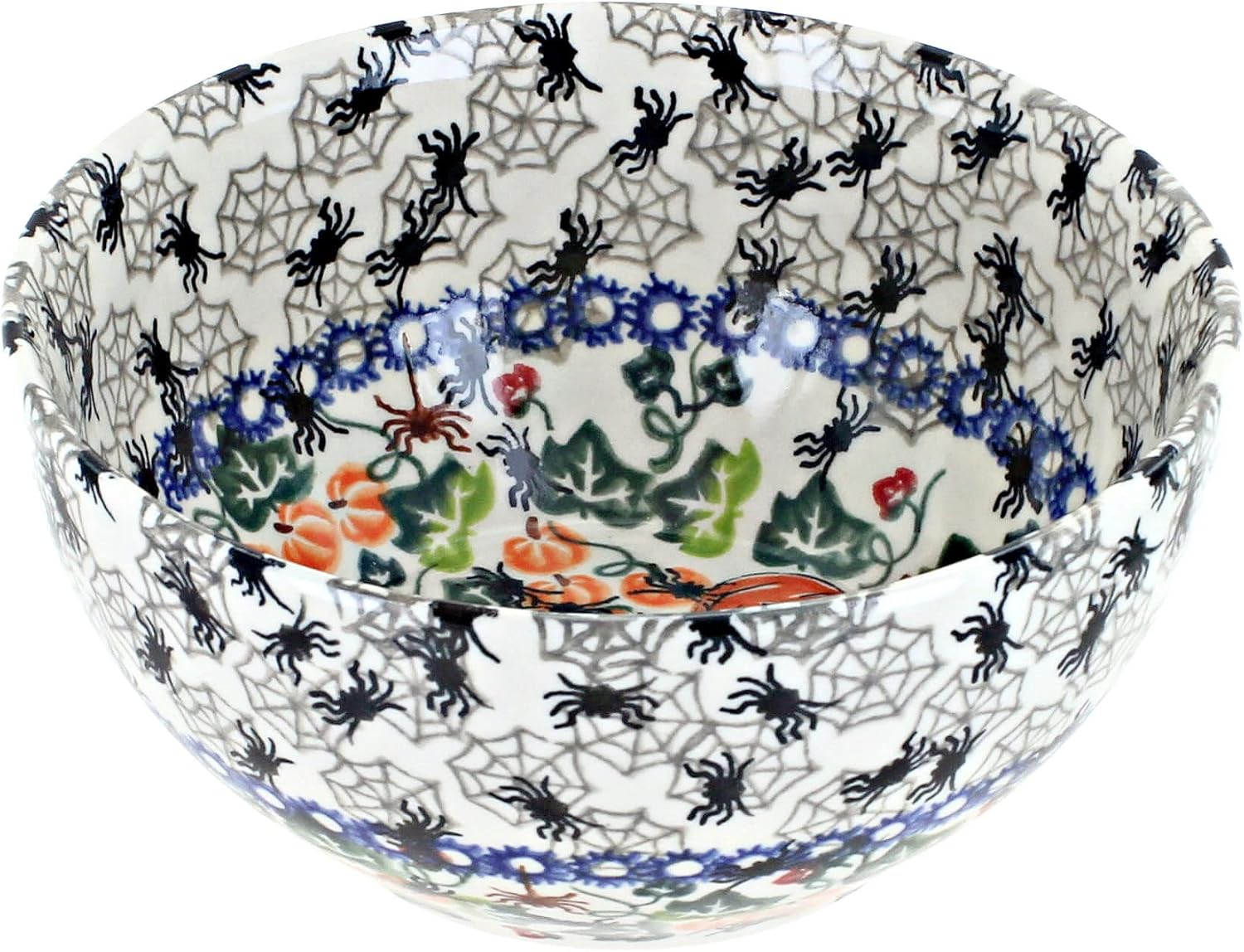 Blue Rose Polish Pottery - Orange Trick or Treat Cereal/Soup Bowl - 6" Diameter - Great Bowl for Everyday Dinnerware, Casual Dinnerware, or Formal Dining