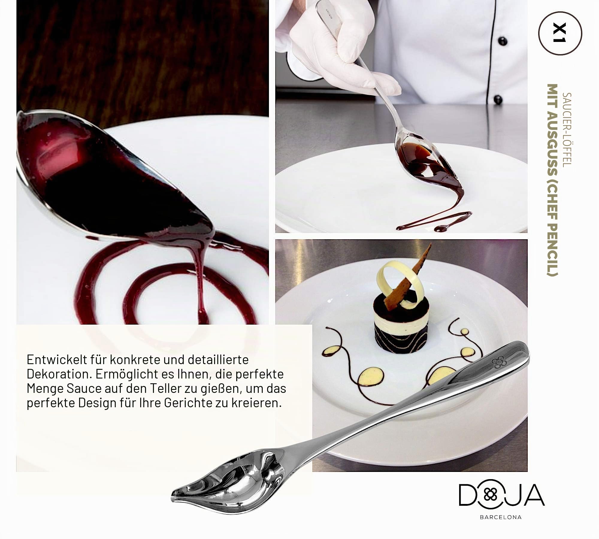 DOJA Barcelona | Kueche Chef Kochutensilien | Farbe: Kupfer | 7 Utensilien Edelstahl Plating Kit | Kuechen-Werkzeug Koch Set | Deko Garnieren Gadgets | Pinzette, Schlitz, Loeffel, Spachtel Spatel...