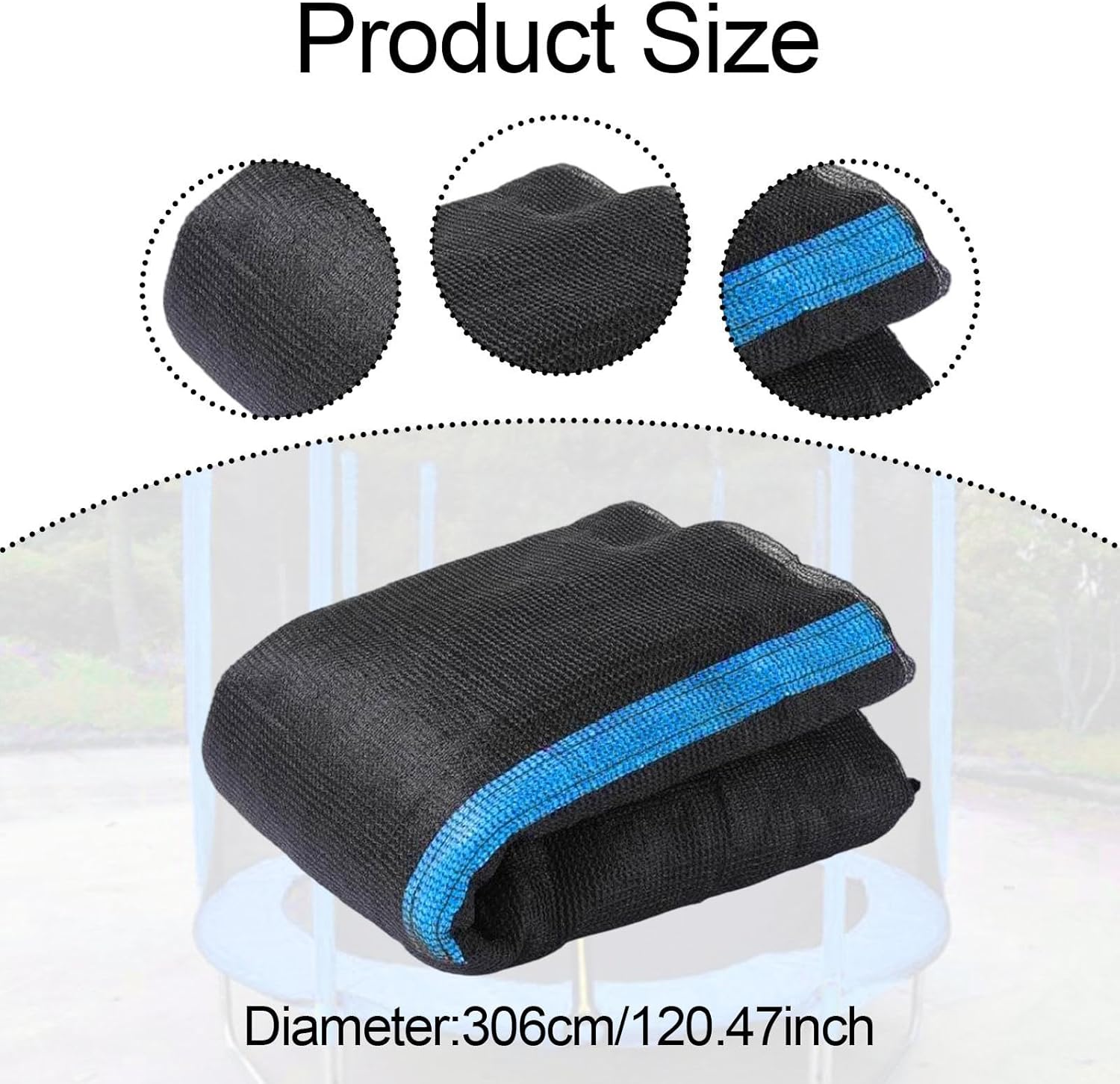 Trampoline Net Replacement Security Mesh Without Poles Protection Fence Nylon Barrier Netting for 10ft 12ft Round Trampolines