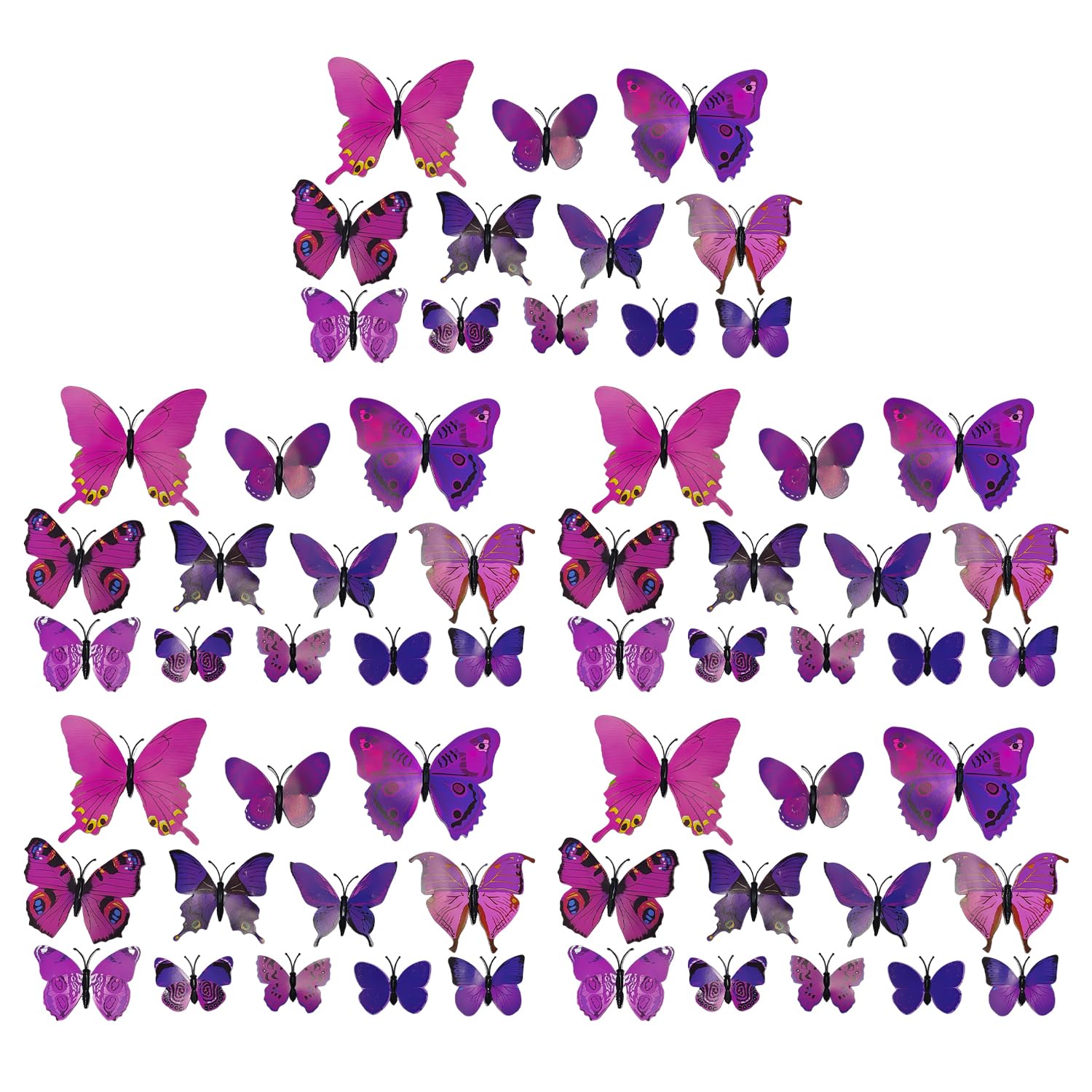 Ubsiuh Fuchsia Series 5 Sets Of Magnet Butterfly Wall Stickers, Simulation Butterfly Wall Stickers, Creative Butterfly Ornaments, Home Decoration, Background Wall Decoration Supplies.