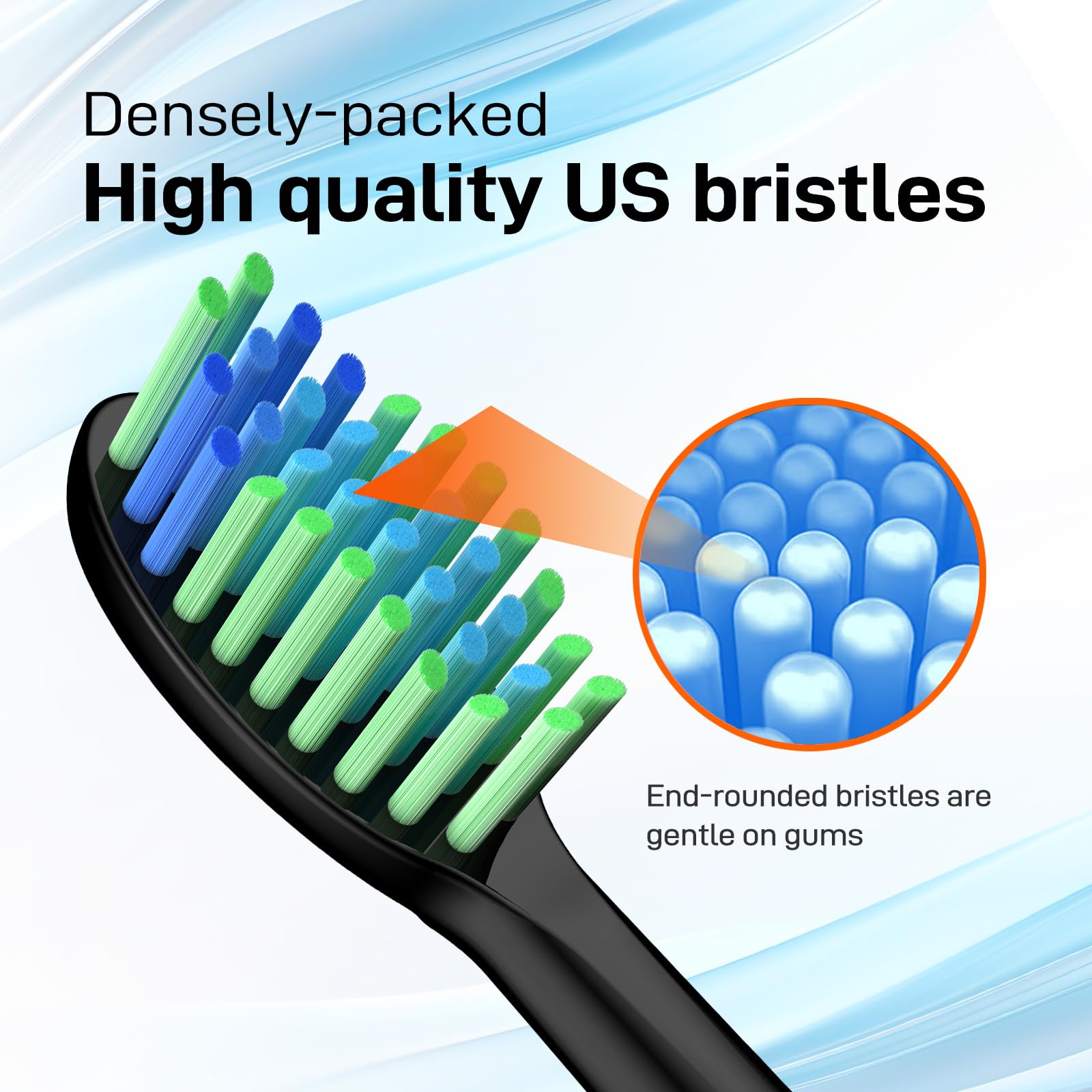 Cabezales de cepillo de dientes de repuesto compatibles con 7am2m AM102/AM105 Sonic cepillo de dientes eléctrico – Recambios de cabezales de cepillo suaves compatibles con 7 am 2 m, negro, 10 unidades