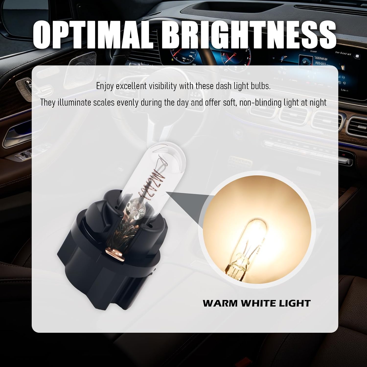 20PCS 12V Halogen Auto Replacement Dash Lights,57 79 86 207 286 306 2721 T5 Bulb to Restore Night Gauge Visibility,Universal Instrument Cluster Bulbs for Auto Dashboard Panel