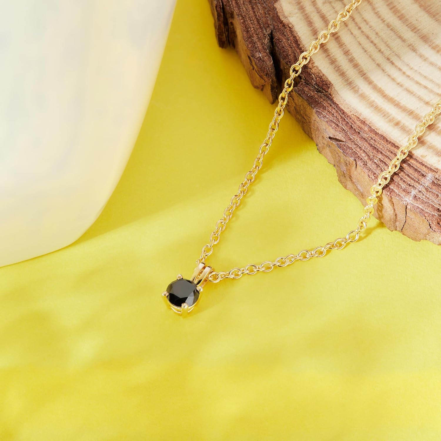 DEWBERRY 1/4 cttw to 2.00 cttw Round Black Diamond Solitaire Pendant Necklace for Women Men | 4 Prong Lobster Lock 18" Cable Chain Necklace in 14KT White or Yellow Gold Plating 925 Silver Pendant - Image 5