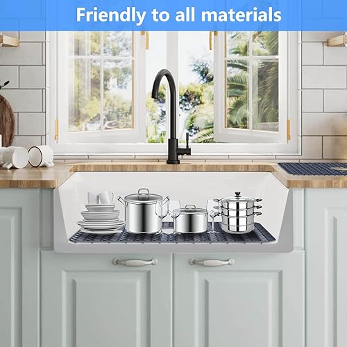 Miniatura 6 de Protectores de fregadero para fregadero de cocina de 12, 13, 16, 18, 19, 24, 26, 28, 29 pulgadas, alfombrilla de silicona para fregadero de cocina,